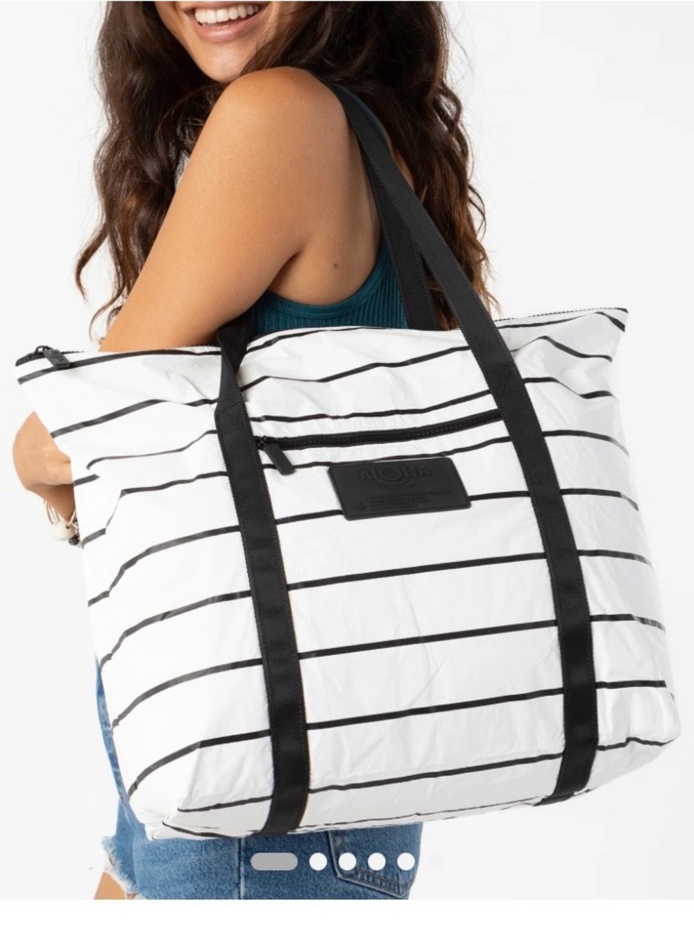 Aloha Collection Zipper Tote Pinstripe